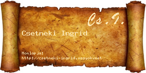 Csetneki Ingrid névjegykártya